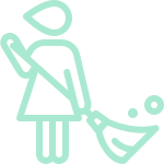 Cartoon girl holding a broom