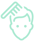 Cartoon man and a brush on his hair