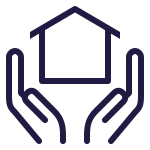 Cartoon hands holding a house